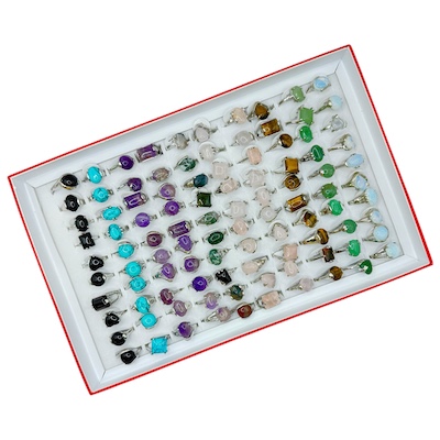 Semi-Precious Stone Rings Small (Tray of 100)
